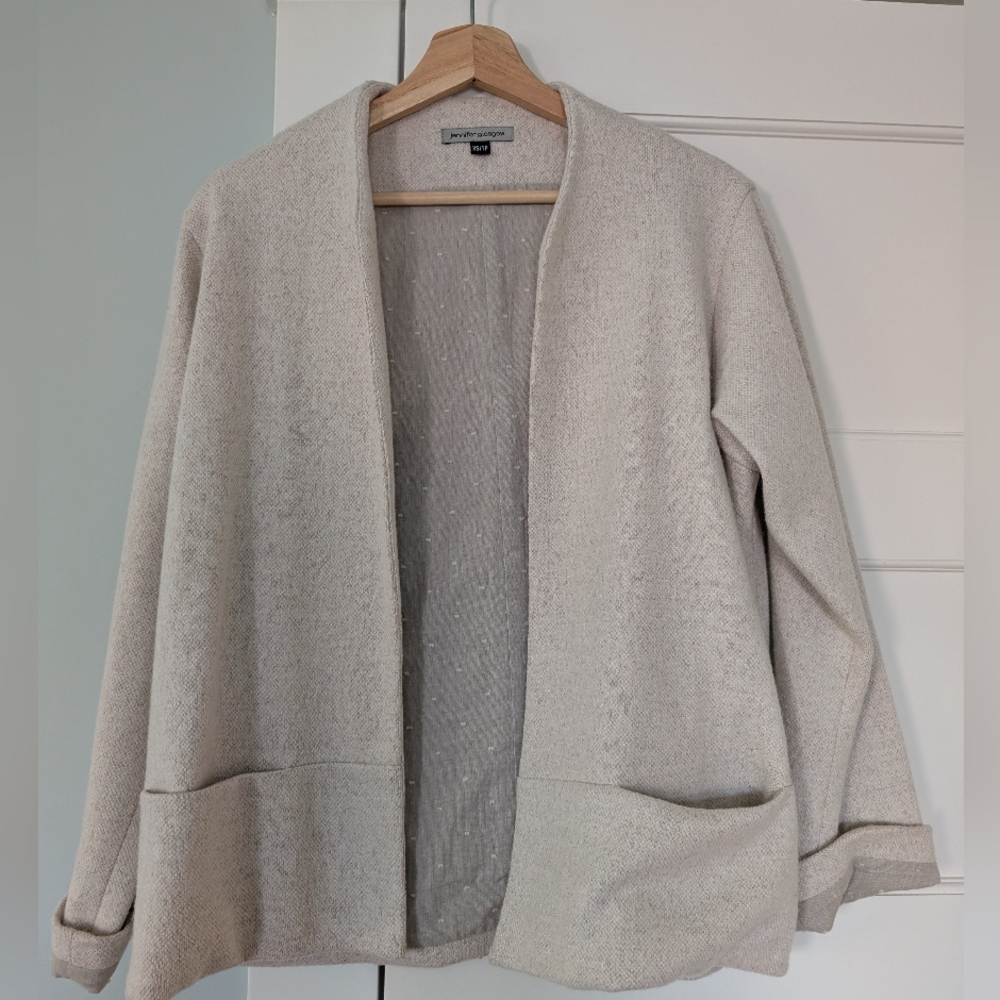 Women's Cream Wool Open-Front Jacket